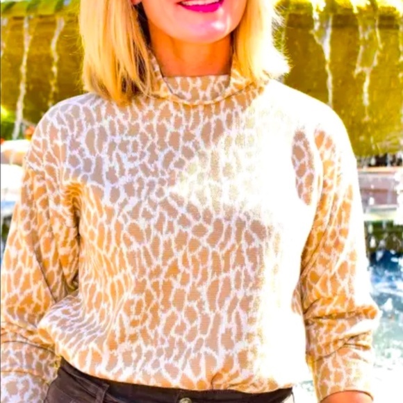 LOFT Tops - Animal Spotted Mock Neck Top NWT